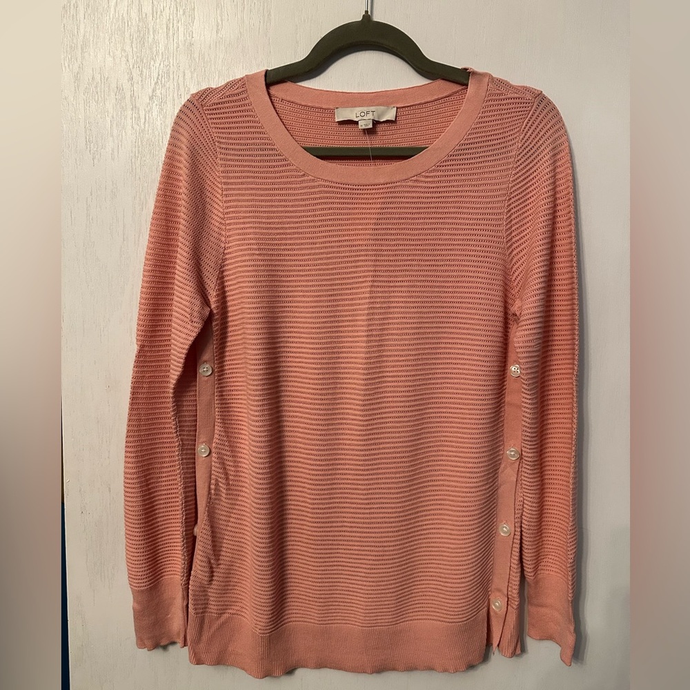 NWT LOFT Coral Sweater with Side Buttons - Size M